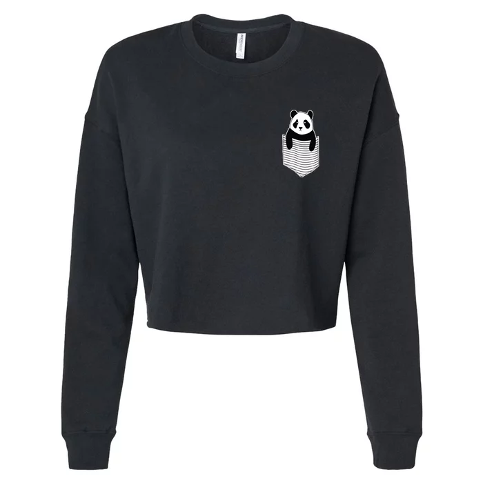 Cute Panda Pocket Cropped Pullover Crew