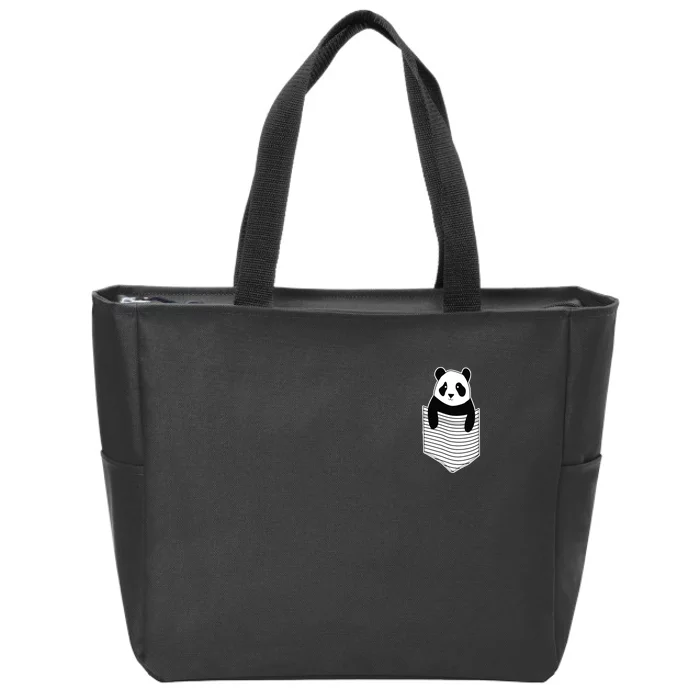 Cute Panda Pocket Zip Tote Bag