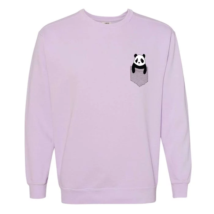 Cute Panda Pocket Garment-Dyed Sweatshirt