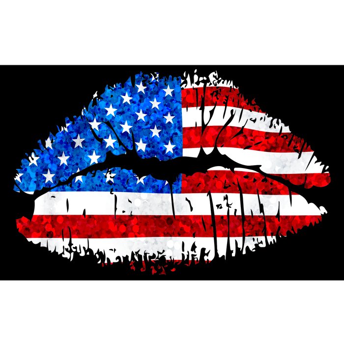 Cute Patriot USA American Flag Lipstick Kiss Bumper Sticker