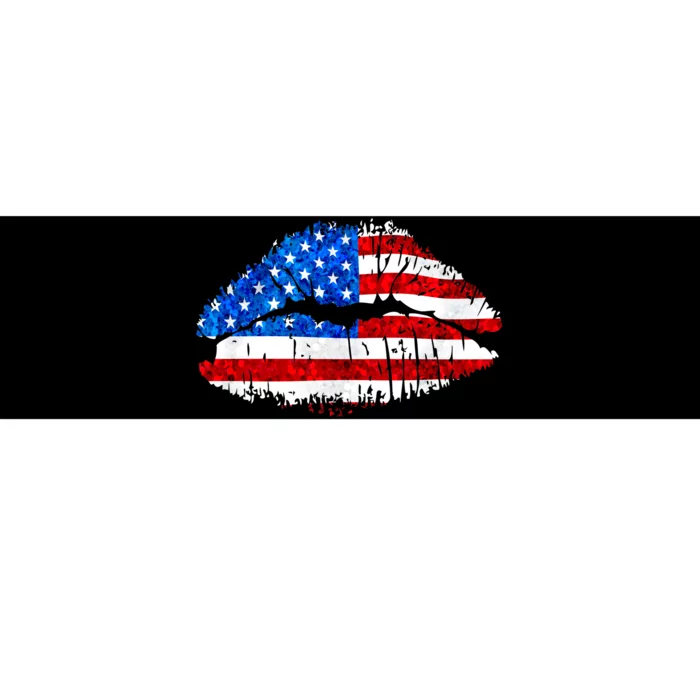 Cute Patriot USA American Flag Lipstick Kiss Bumper Sticker