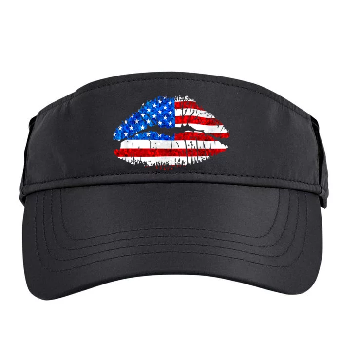 Cute Patriot USA American Flag Lipstick Kiss Adult Drive Performance Visor