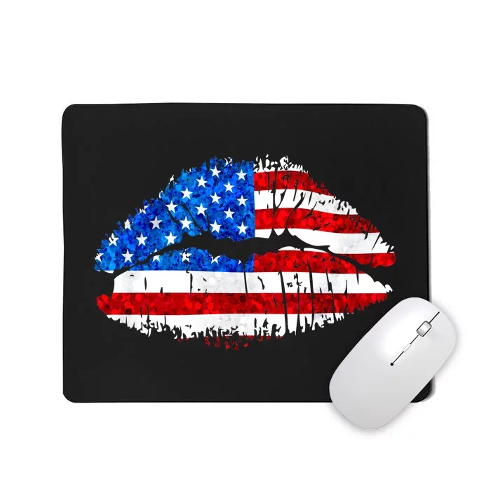 Cute Patriot USA American Flag Lipstick Kiss Mousepad