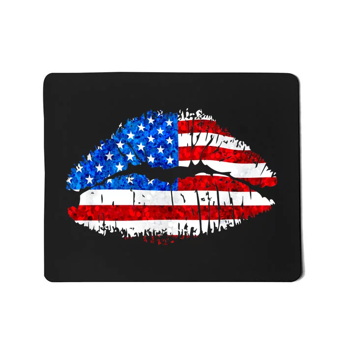 Cute Patriot USA American Flag Lipstick Kiss Mousepad