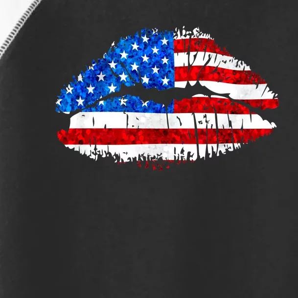 Cute Patriot USA American Flag Lipstick Kiss Toddler Fine Jersey T-Shirt