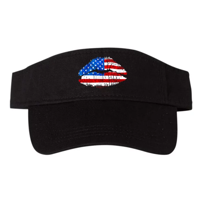 Cute Patriot USA American Flag Lipstick Kiss Valucap Bio-Washed Visor