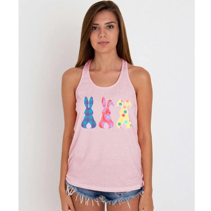 Cute Patterns Easter Bunnies Women's Knotted Racerback Tank