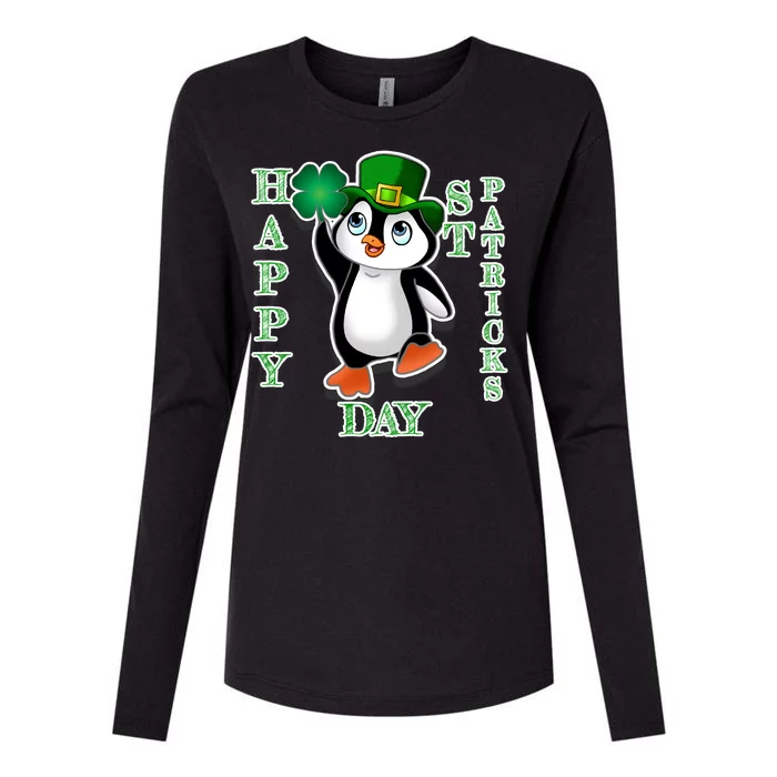 Cute Penguin Happy St Patricks Day Womens Cotton Relaxed Long Sleeve T-Shirt