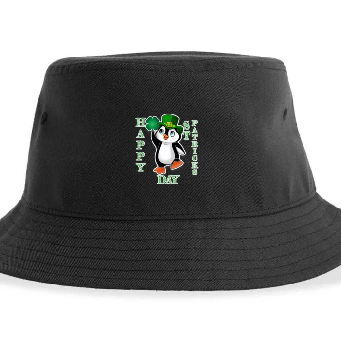 Cute Penguin Happy St Patricks Day Sustainable Bucket Hat