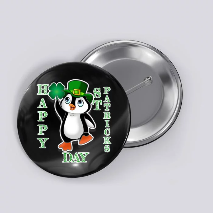 Cute Penguin Happy St Patricks Day Button