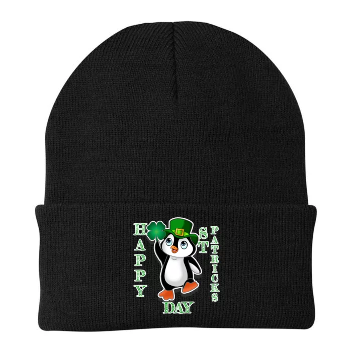 Cute Penguin Happy St Patricks Day Knit Cap Winter Beanie