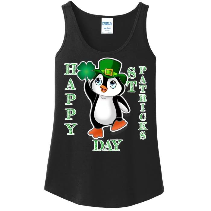 Cute Penguin Happy St Patricks Day Ladies Essential Tank