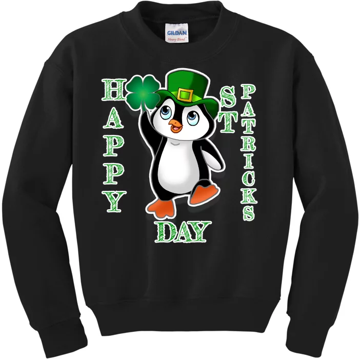 Cute Penguin Happy St Patricks Day Kids Sweatshirt