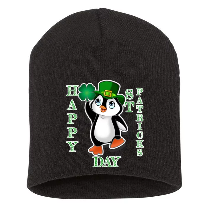 Cute Penguin Happy St Patricks Day Short Acrylic Beanie