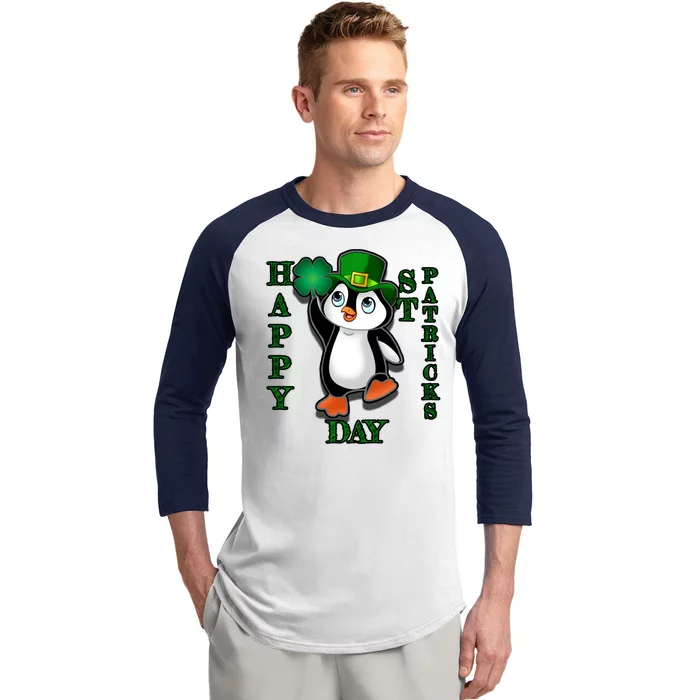 Cute Penguin Happy St Patricks Day Baseball Sleeve Shirt