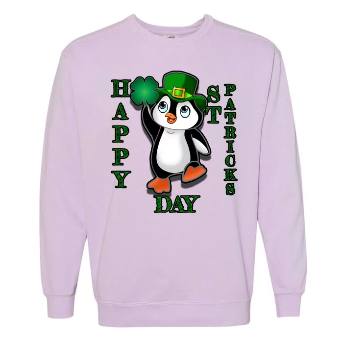 Cute Penguin Happy St Patricks Day Garment-Dyed Sweatshirt