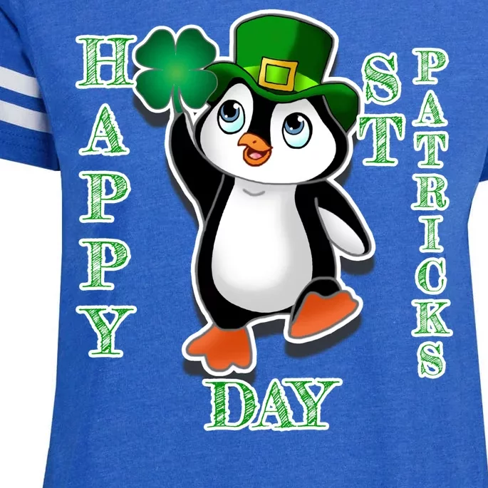 Cute Penguin Happy St Patricks Day Enza Ladies Jersey Football T-Shirt