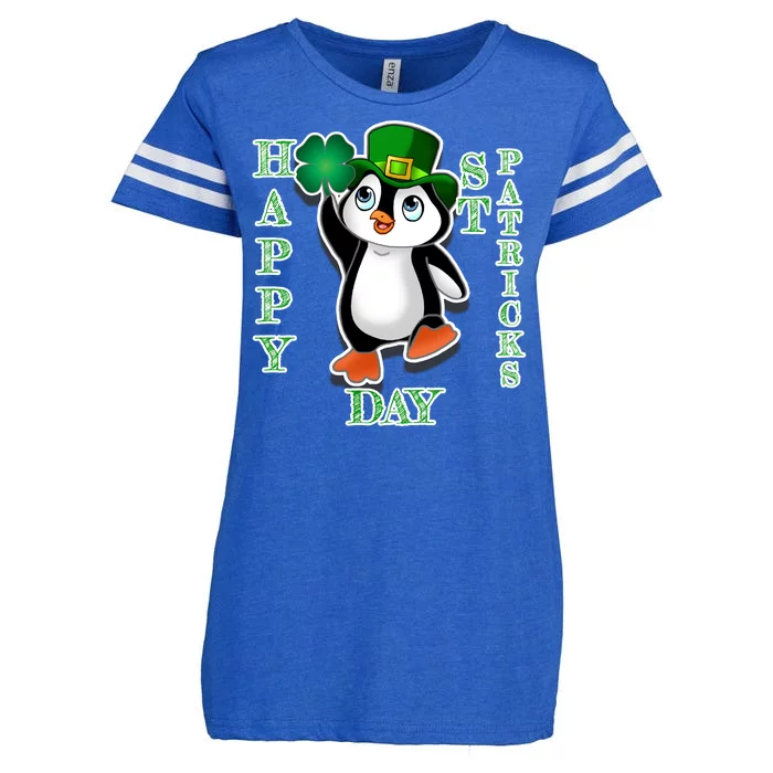 Cute Penguin Happy St Patricks Day Enza Ladies Jersey Football T-Shirt