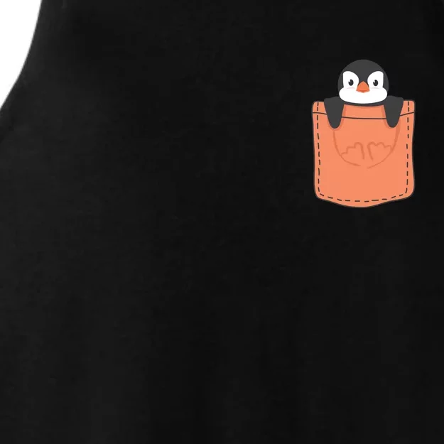 Cute Penguin In Pocket Ladies Tri-Blend Wicking Tank