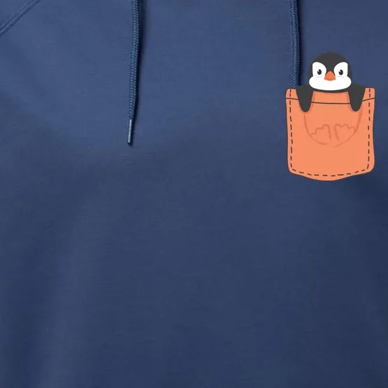 Cute Penguin In Pocket Performance Fleece Hoodie