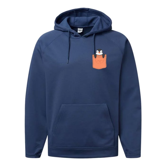 Cute Penguin In Pocket Performance Fleece Hoodie