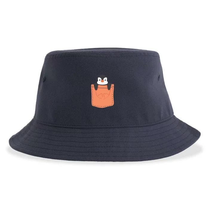 Cute Penguin In Pocket Sustainable Bucket Hat