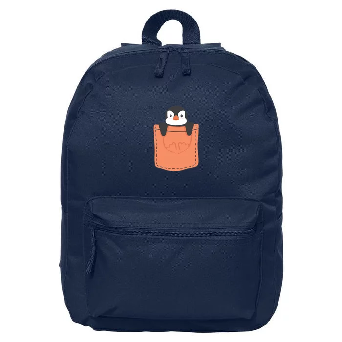 Cute Penguin In Pocket 16 in Basic Backpack