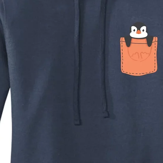 Cute Penguin In Pocket Women's Pullover Hoodie