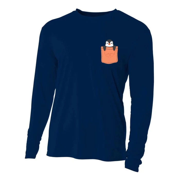 Cute Penguin In Pocket Cooling Performance Long Sleeve Crew