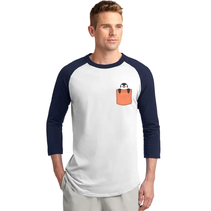 Cute Penguin In Pocket Baseball Sleeve Shirt