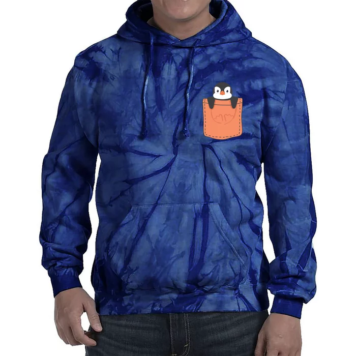 Cute Penguin In Pocket Tie Dye Hoodie