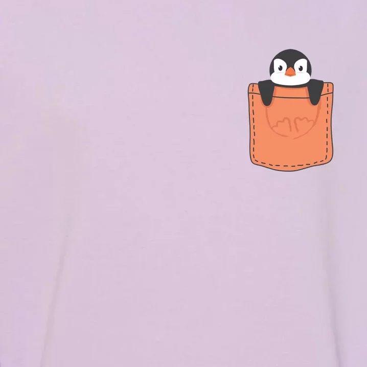 Cute Penguin In Pocket Garment-Dyed Sweatshirt