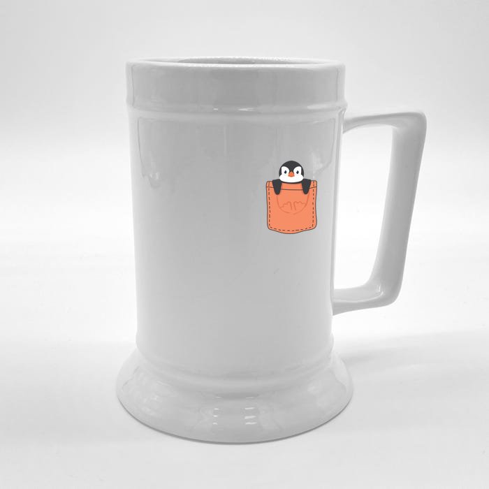 Cute Penguin In Pocket Front & Back Beer Stein