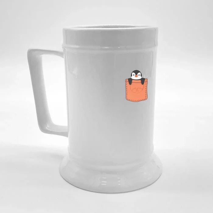 Cute Penguin In Pocket Front & Back Beer Stein