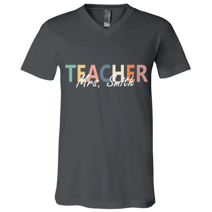 Cute Personalize Teacher Customizable Gift Custom V-Neck T-Shirt