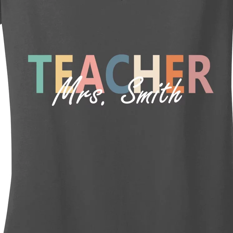 Cute Personalize Teacher Customizable Gift Custom Women's V-Neck T-Shirt