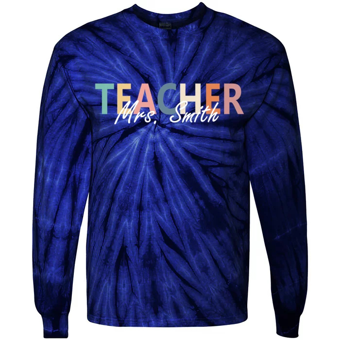 Cute Personalize Teacher Customizable Gift Custom Tie-Dye Long Sleeve Shirt