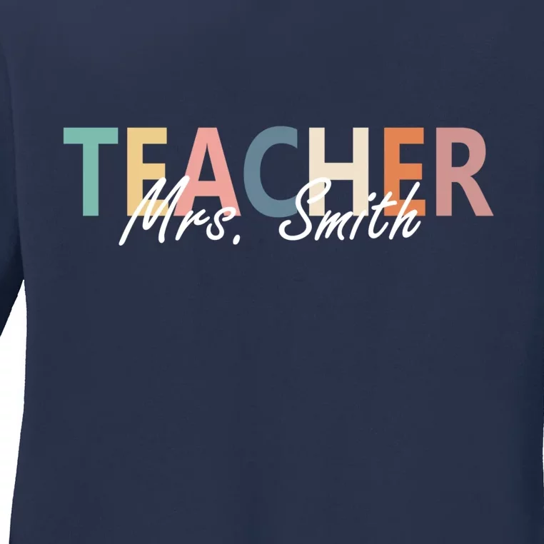 Cute Personalize Teacher Customizable Gift Custom Ladies Long Sleeve Shirt