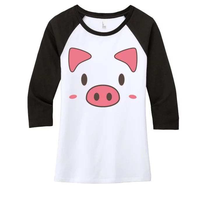 Cute Piggy Face Halloween Costume Women's Tri-Blend 3/4-Sleeve Raglan Shirt