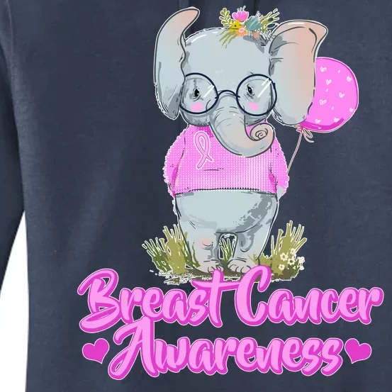 Cute Pink Elephant Breast Cancer Awareness Women's Pullover Hoodie