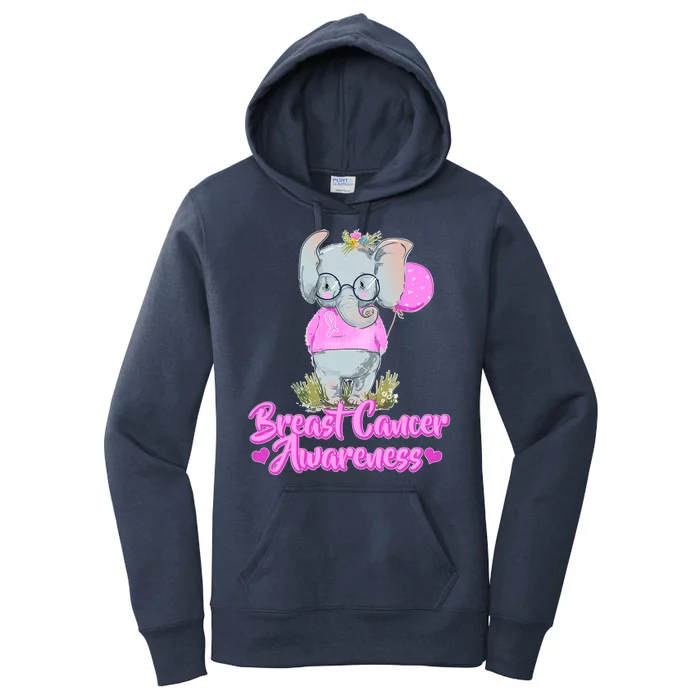 Cute Pink Elephant Breast Cancer Awareness Women's Pullover Hoodie