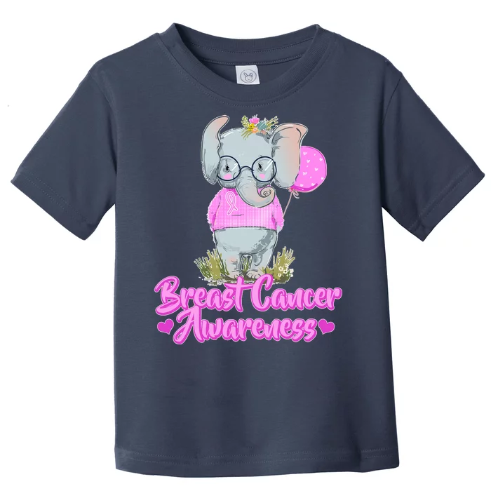 Cute Pink Elephant Breast Cancer Awareness Toddler T-Shirt