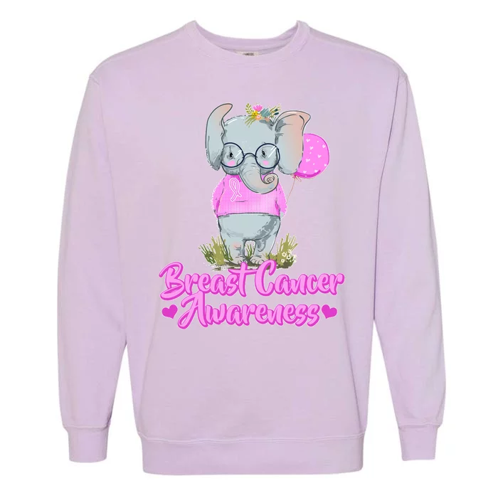 Cute Pink Elephant Breast Cancer Awareness Garment-Dyed Sweatshirt