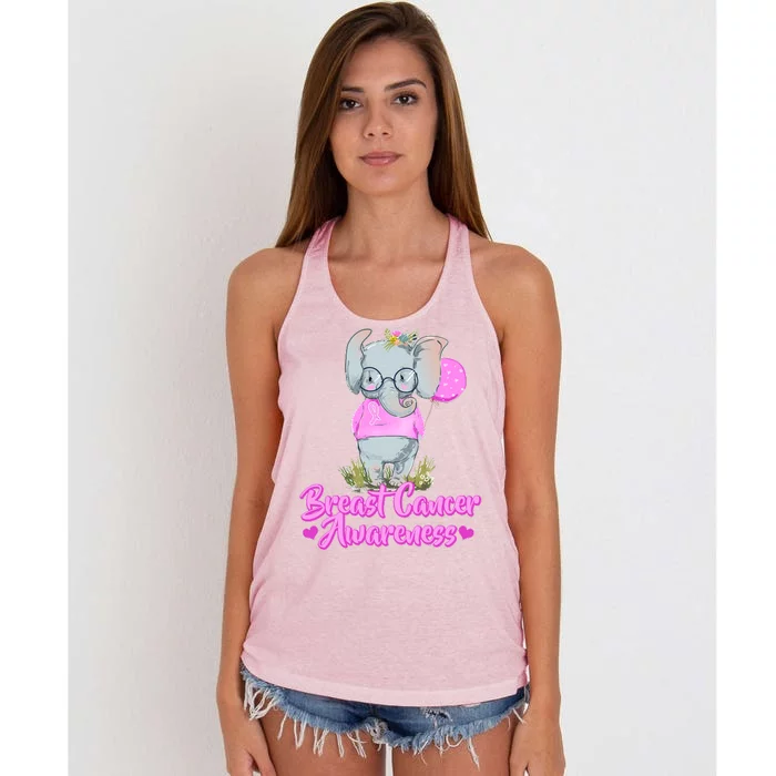 Cute Pink Elephant Breast Cancer Awareness Women's Knotted Racerback Tank