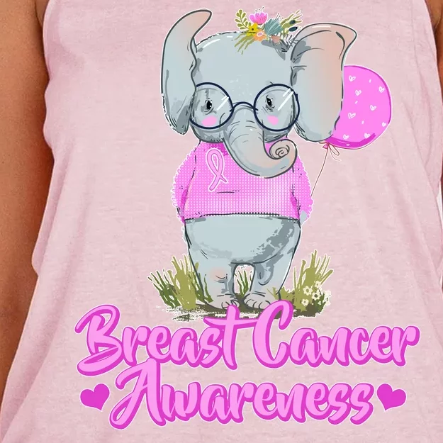 Cute Pink Elephant Breast Cancer Awareness Women's Knotted Racerback Tank