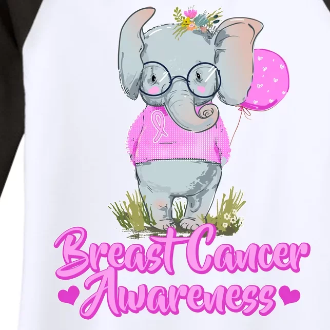 Cute Pink Elephant Breast Cancer Awareness Women's Tri-Blend 3/4-Sleeve Raglan Shirt