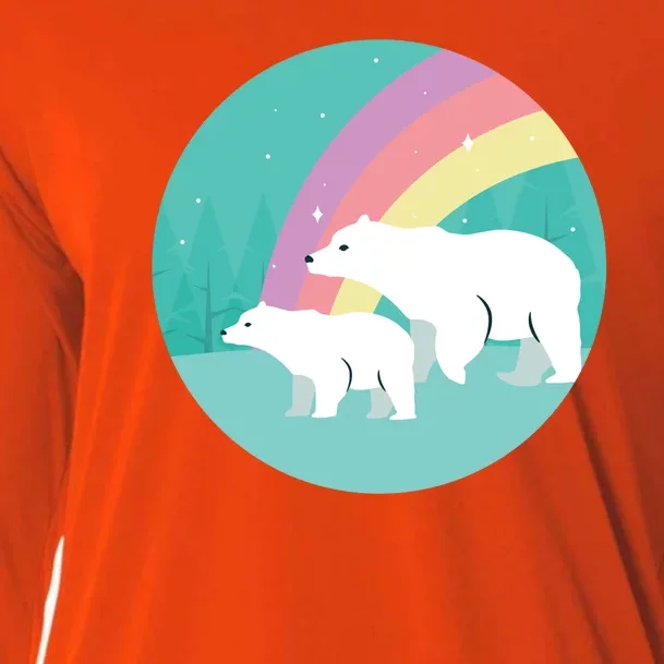 Cute Polar Bears Rainbow Cooling Performance Long Sleeve Crew