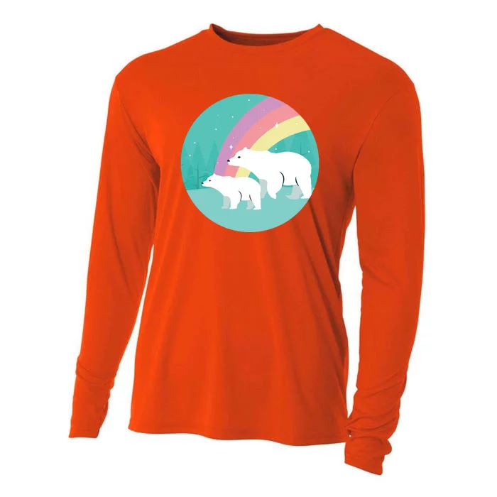 Cute Polar Bears Rainbow Cooling Performance Long Sleeve Crew