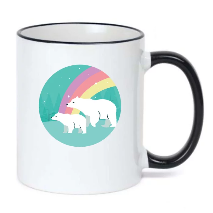 Cute Polar Bears Rainbow Black Color Changing Mug