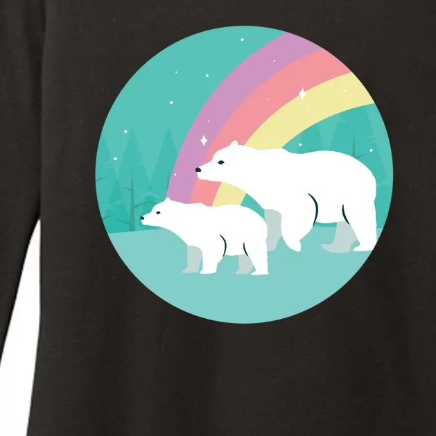 Cute Polar Bears Rainbow Womens CVC Long Sleeve Shirt